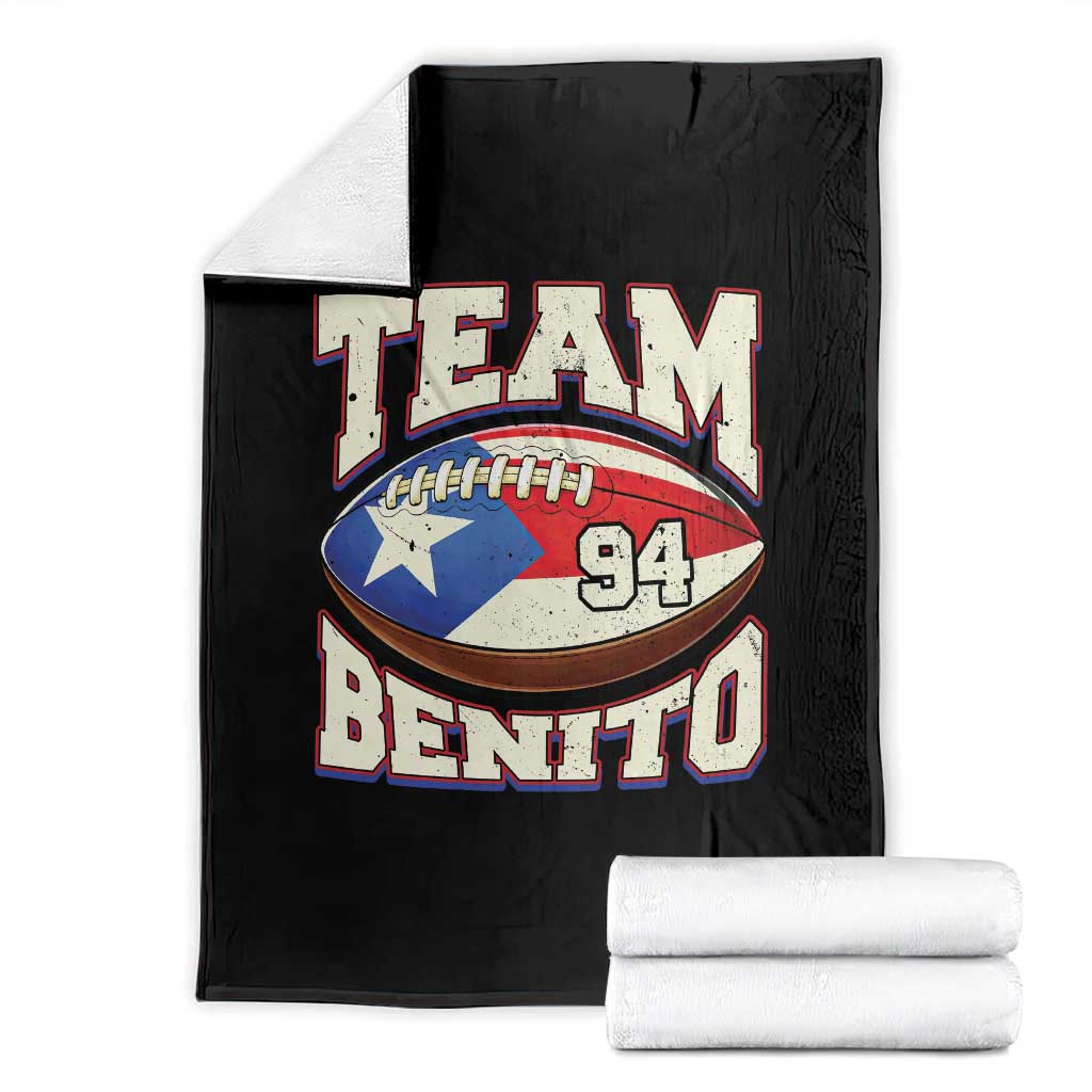 Team Benito Puerto Rico Football Pride Throw Blanket Number 94 Vintage Game Day Music Artist Fan