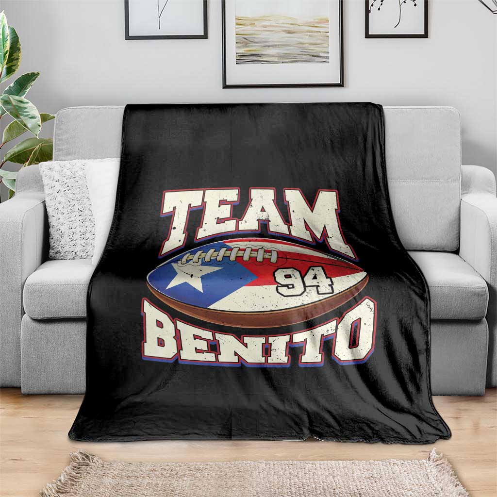 Team Benito Puerto Rico Football Pride Throw Blanket Number 94 Vintage Game Day Music Artist Fan
