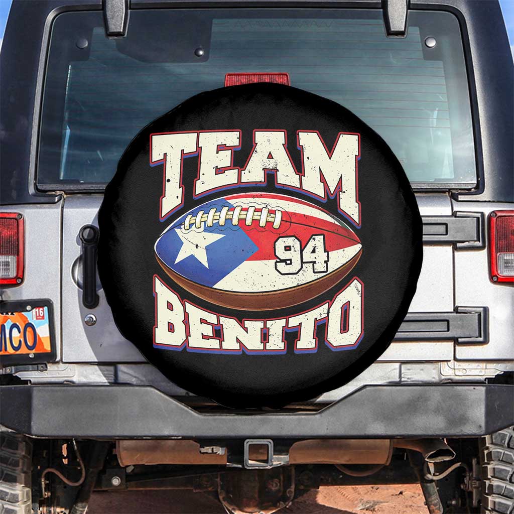 Team Benito Puerto Rico Football Pride Spare Tire Cover Number 94 Vintage Game Day Music Artist Fan