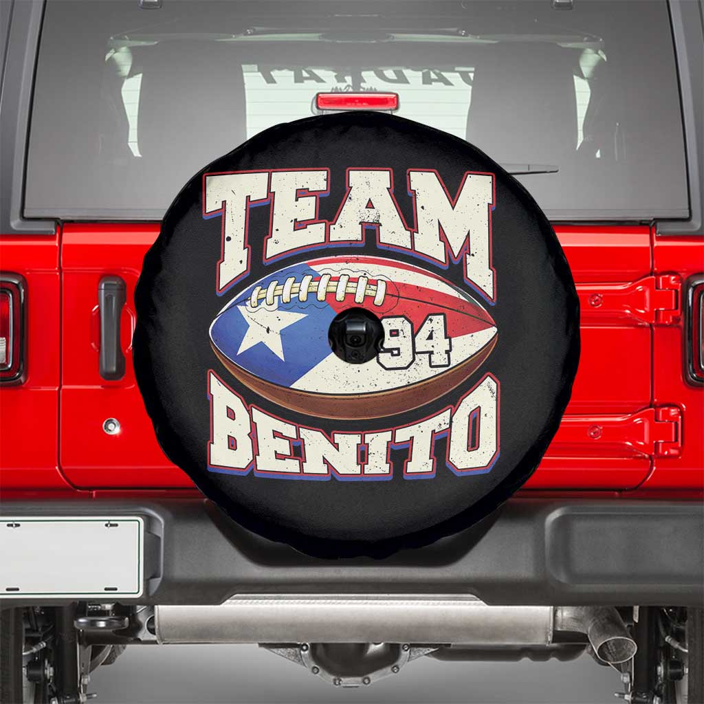 Team Benito Puerto Rico Football Pride Spare Tire Cover Number 94 Vintage Game Day Music Artist Fan