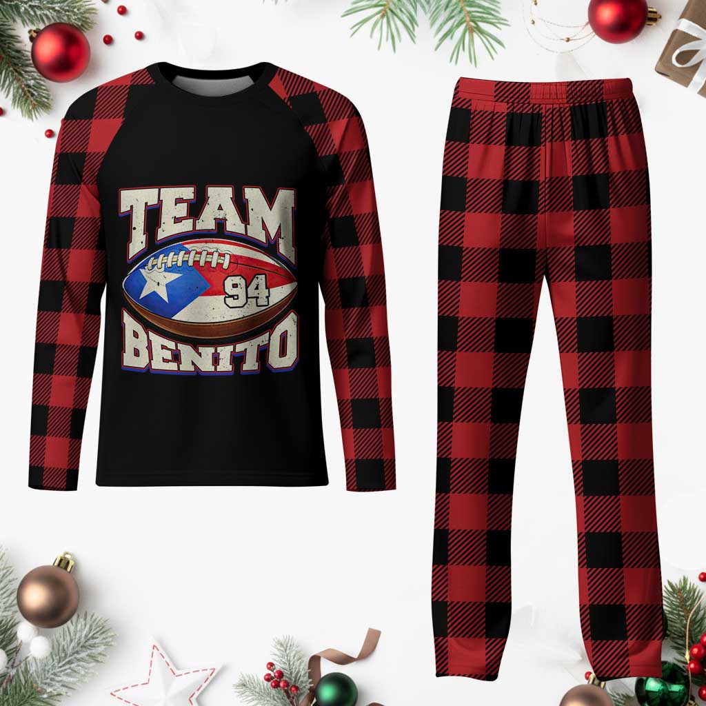 Team Benito Puerto Rico Football Pride Plaid Pajama Set Number 94 Vintage Game Day Music Artist Fan