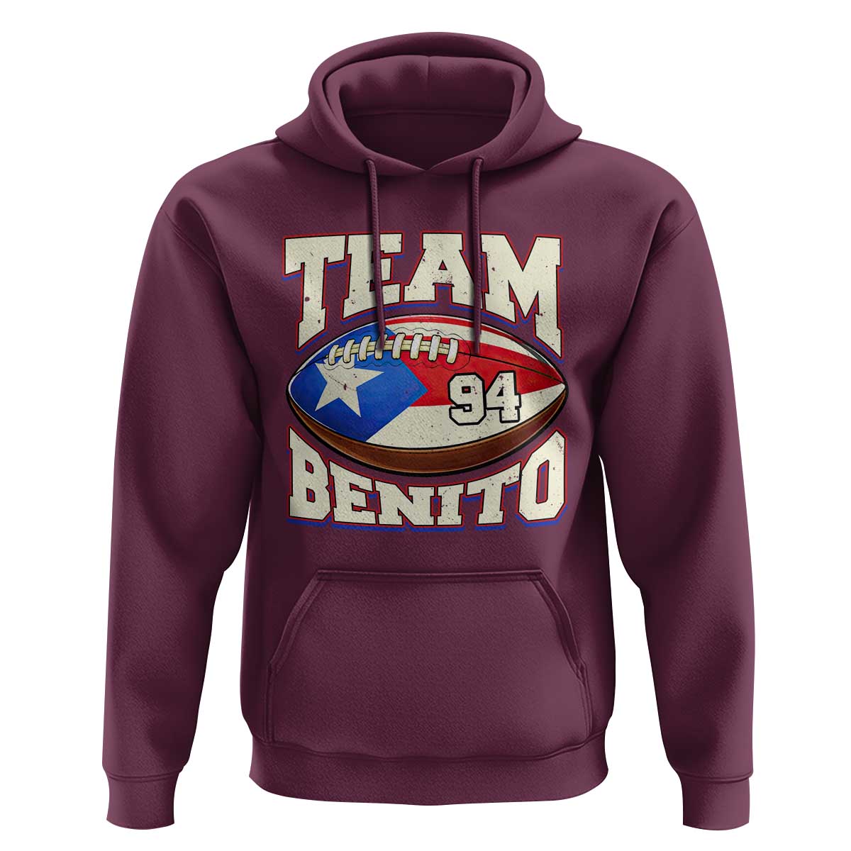 Team Benito Puerto Rico Football Pride Hoodie Number 94 Vintage Game Day Music Artist Fan
