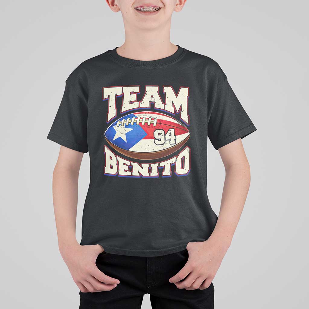 Team Benito Puerto Rico Football Pride T Shirt For Kid Number 94 Vintage Game Day Music Artist Fan