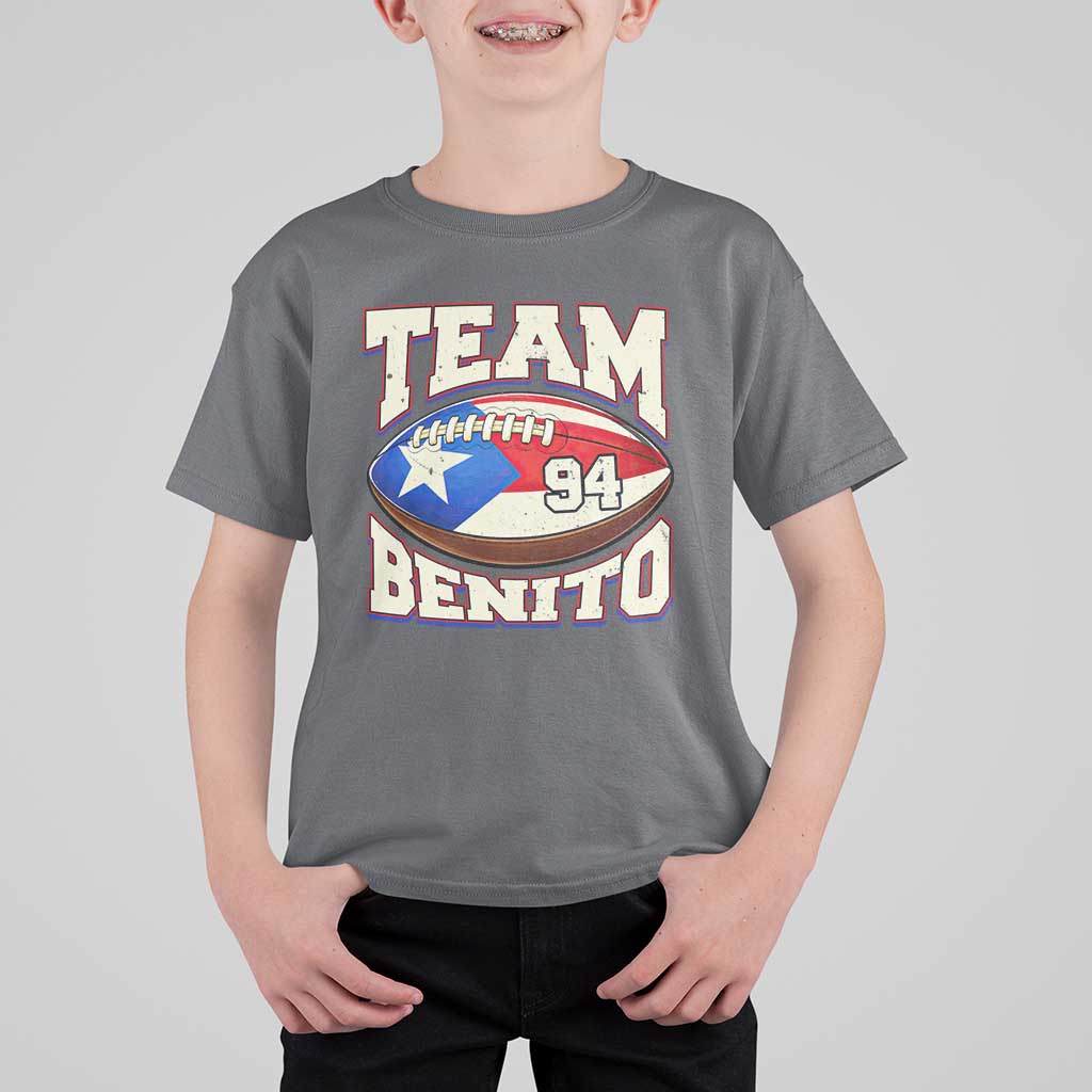Team Benito Puerto Rico Football Pride T Shirt For Kid Number 94 Vintage Game Day Music Artist Fan