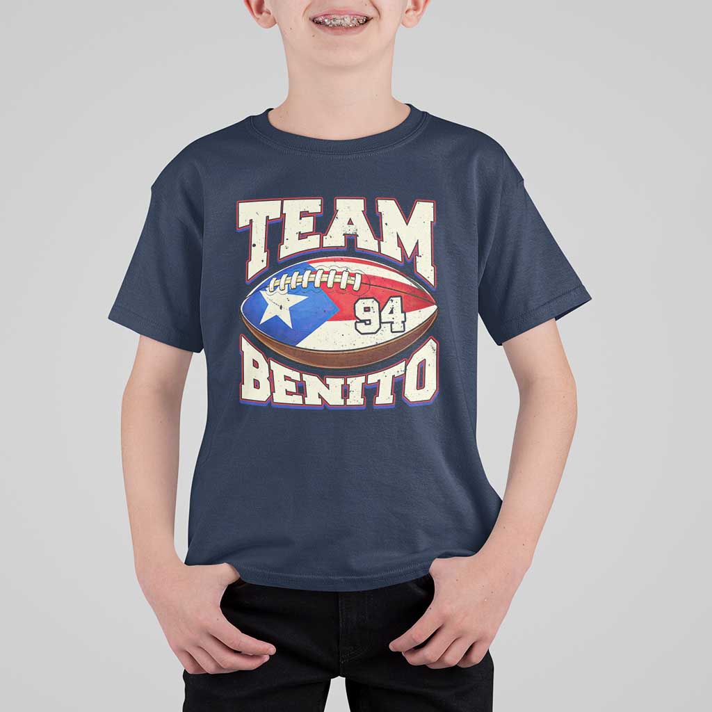 Team Benito Puerto Rico Football Pride T Shirt For Kid Number 94 Vintage Game Day Music Artist Fan
