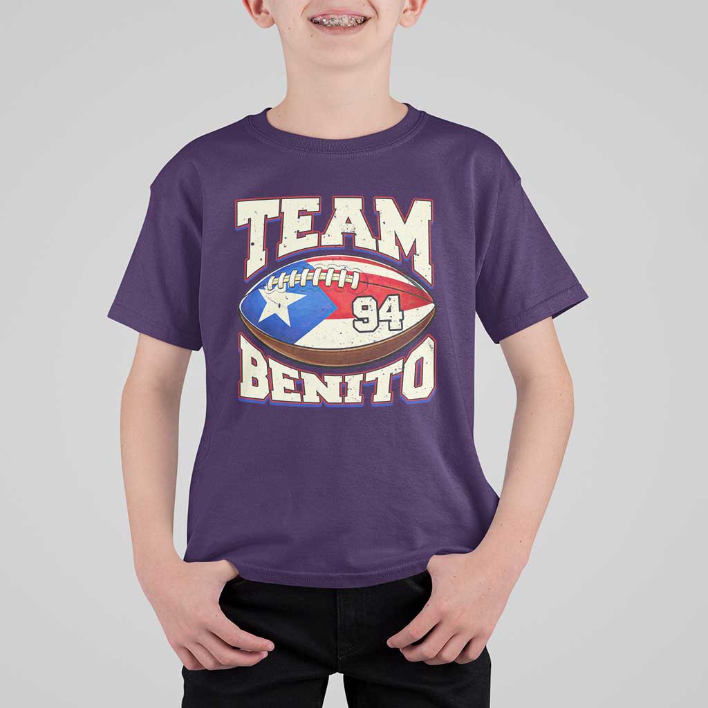 Team Benito Puerto Rico Football Pride T Shirt For Kid Number 94 Vintage Game Day Music Artist Fan