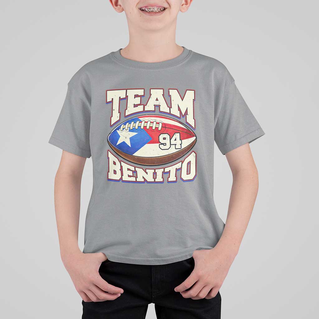 Team Benito Puerto Rico Football Pride T Shirt For Kid Number 94 Vintage Game Day Music Artist Fan
