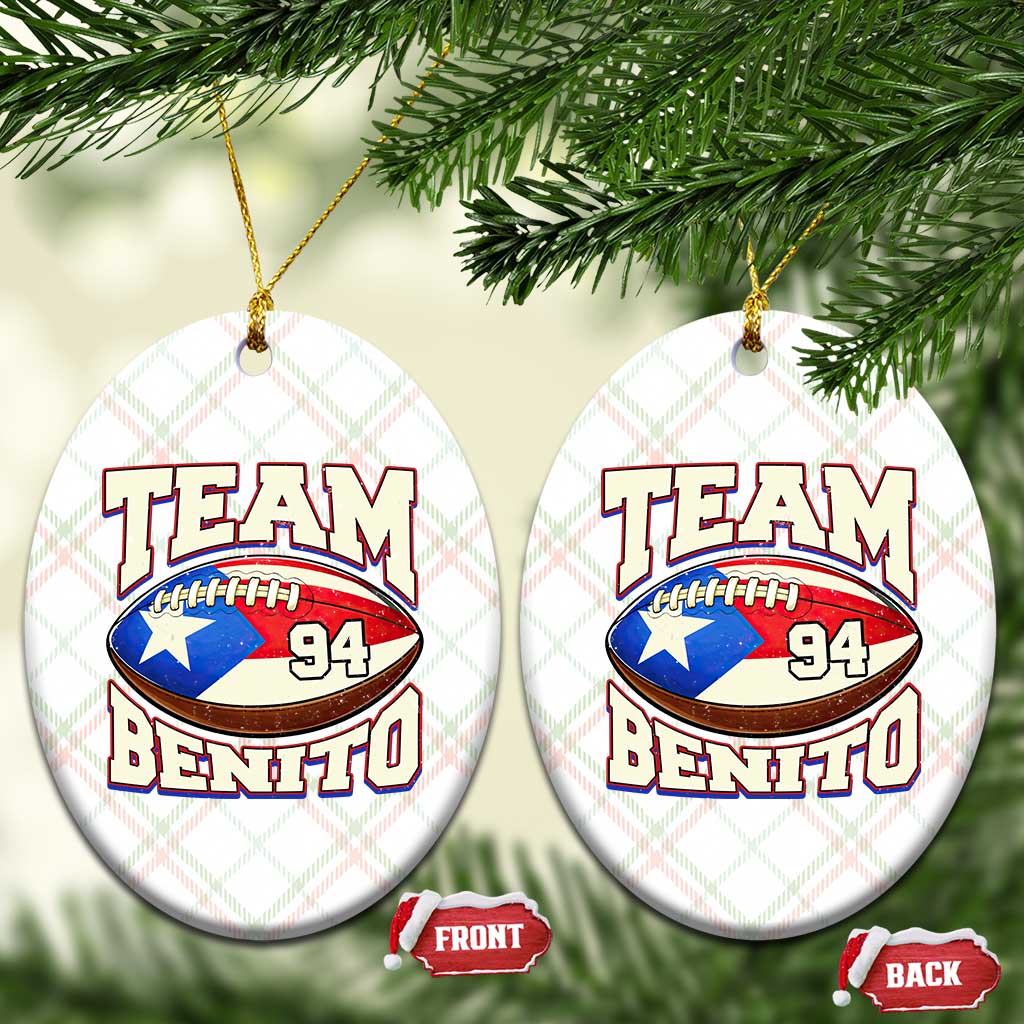 Team Benito Puerto Rico Football Pride Ceramic Ornament Number 94 Vintage Game Day Music Artist Fan