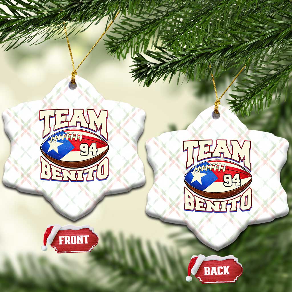 Team Benito Puerto Rico Football Pride Ceramic Ornament Number 94 Vintage Game Day Music Artist Fan