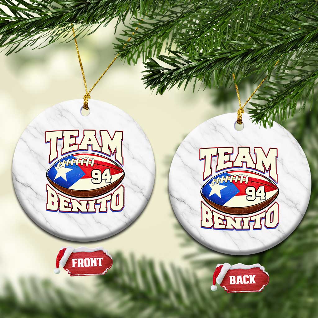 Team Benito Puerto Rico Football Pride Ceramic Ornament Number 94 Vintage Game Day Music Artist Fan
