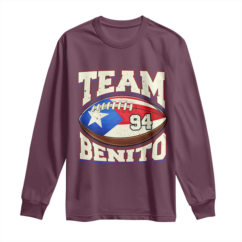 Team Benito Puerto Rico Football Pride Long Sleeve Shirt Number 94 Vintage Game Day Music Artist Fan