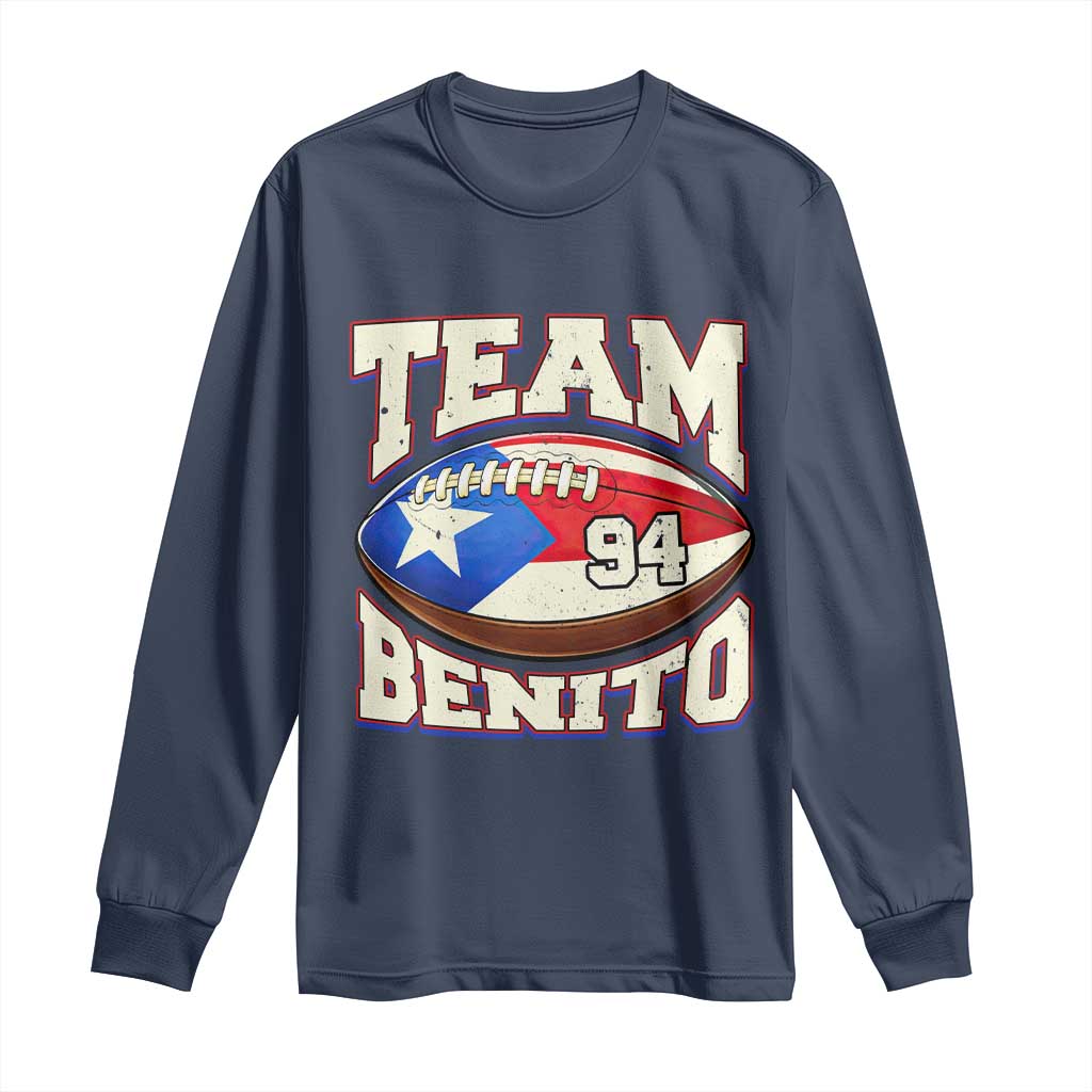 Team Benito Puerto Rico Football Pride Long Sleeve Shirt Number 94 Vintage Game Day Music Artist Fan