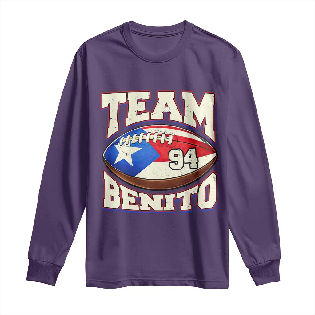 Team Benito Puerto Rico Football Pride Long Sleeve Shirt Number 94 Vintage Game Day Music Artist Fan