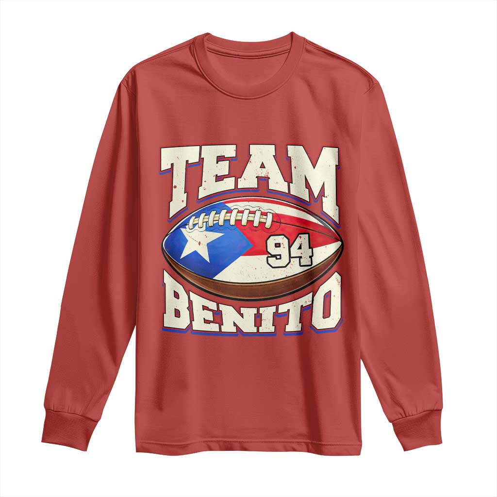 Team Benito Puerto Rico Football Pride Long Sleeve Shirt Number 94 Vintage Game Day Music Artist Fan