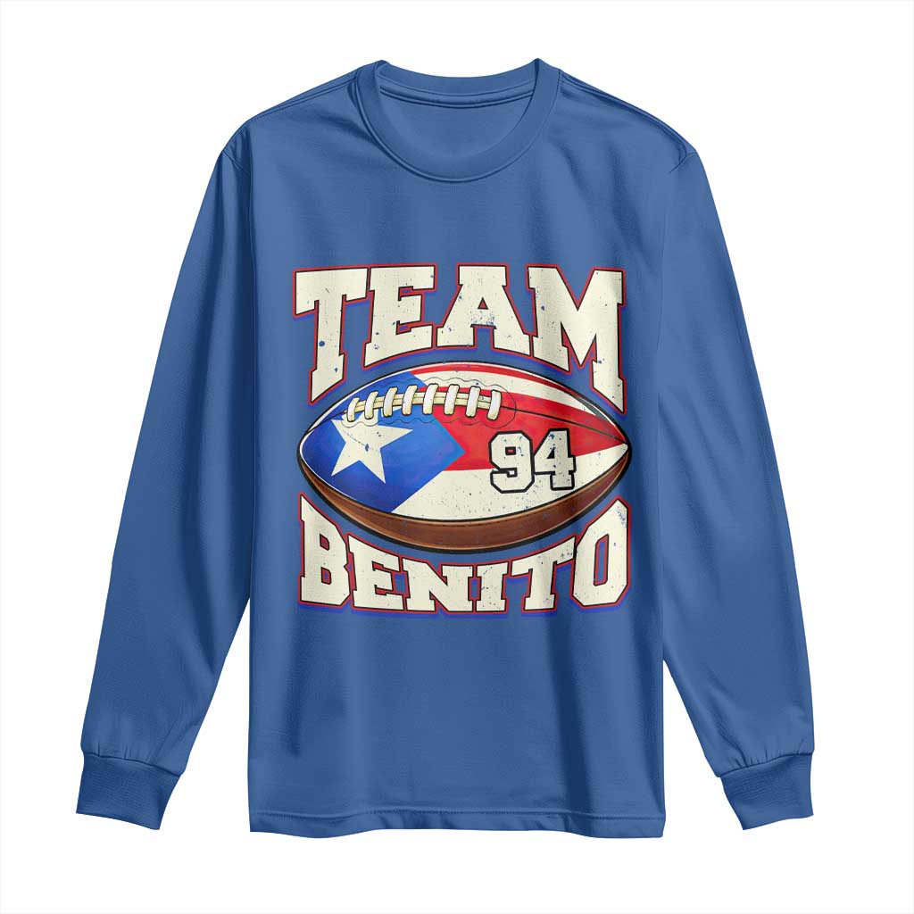 Team Benito Puerto Rico Football Pride Long Sleeve Shirt Number 94 Vintage Game Day Music Artist Fan