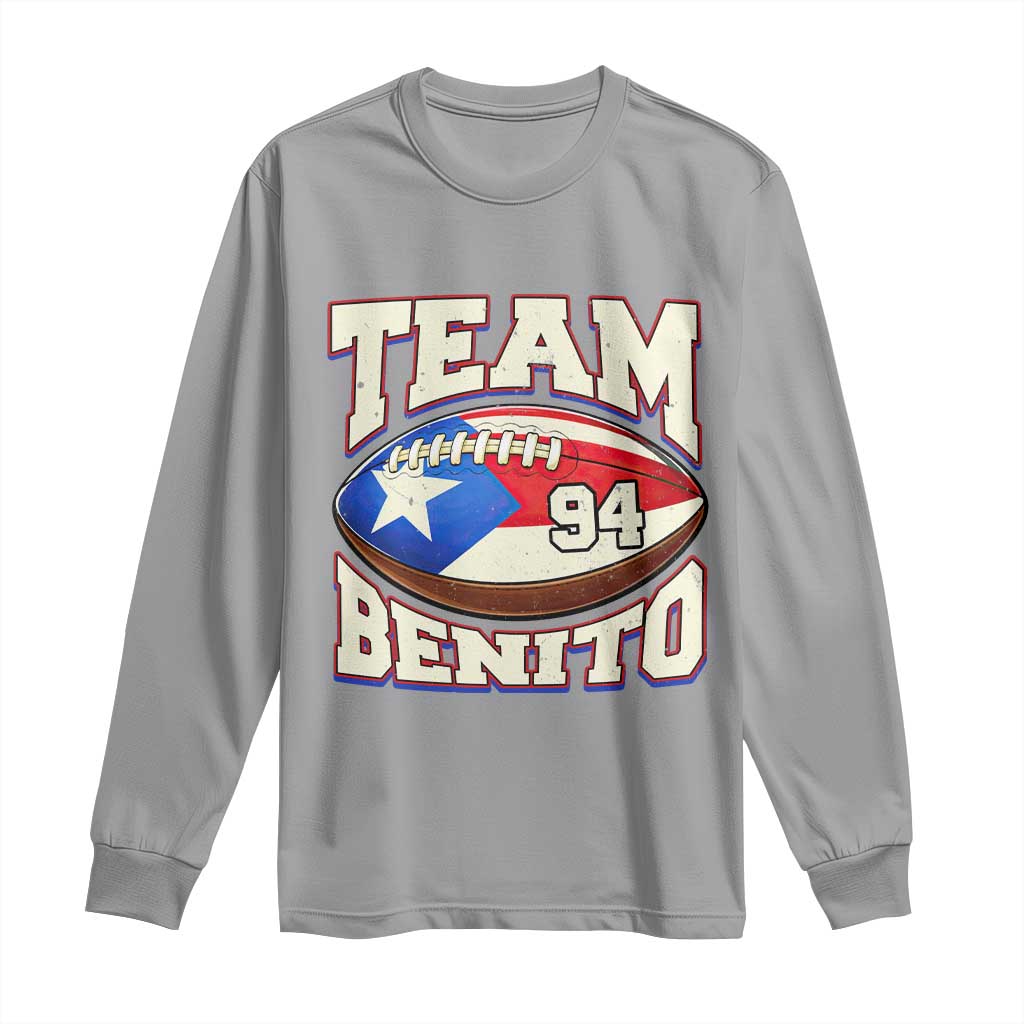 Team Benito Puerto Rico Football Pride Long Sleeve Shirt Number 94 Vintage Game Day Music Artist Fan