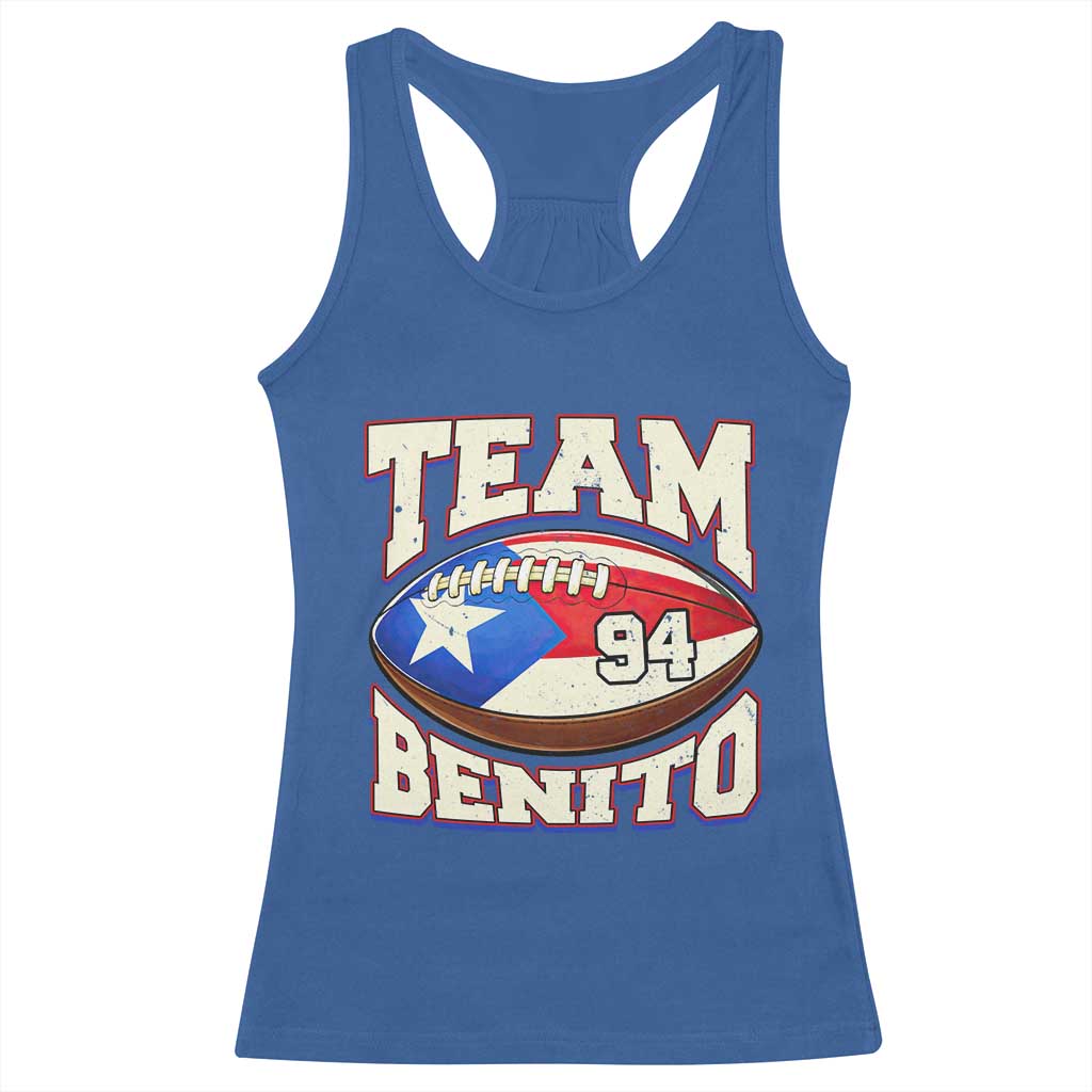 Team Benito Puerto Rico Football Pride Racerback Tank Top Number 94 Vintage Game Day Music Artist Fan