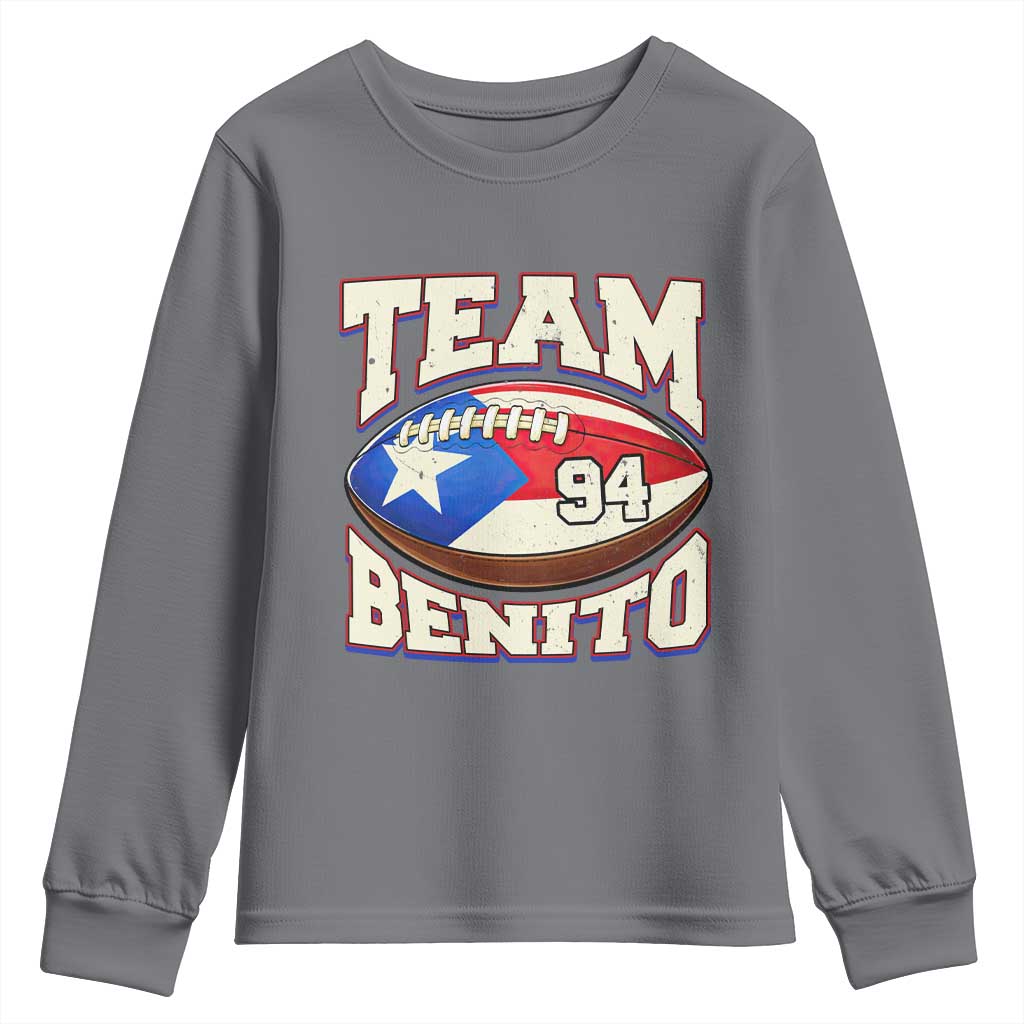 Team Benito Puerto Rico Football Pride Youth Sweatshirt Number 94 Vintage Game Day Music Artist Fan