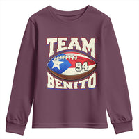 Team Benito Puerto Rico Football Pride Youth Sweatshirt Number 94 Vintage Game Day Music Artist Fan