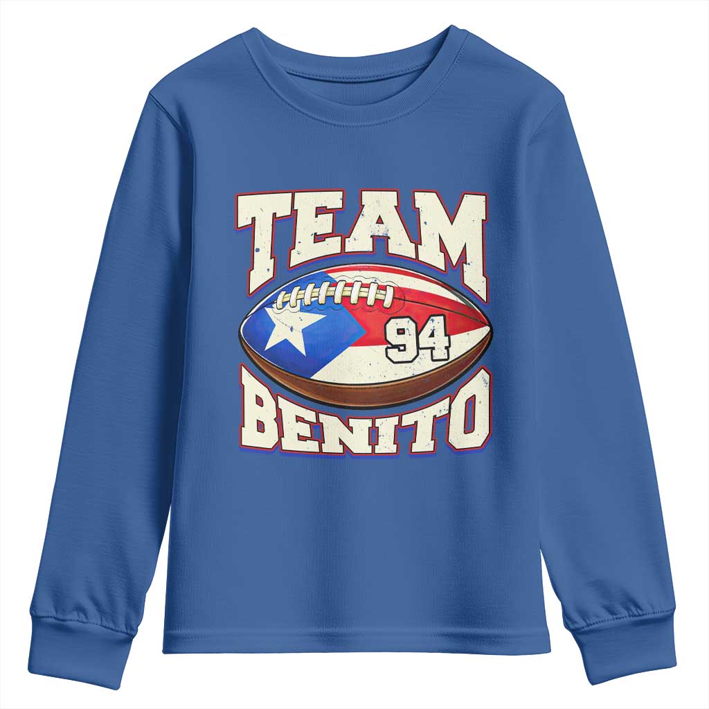Team Benito Puerto Rico Football Pride Youth Sweatshirt Number 94 Vintage Game Day Music Artist Fan