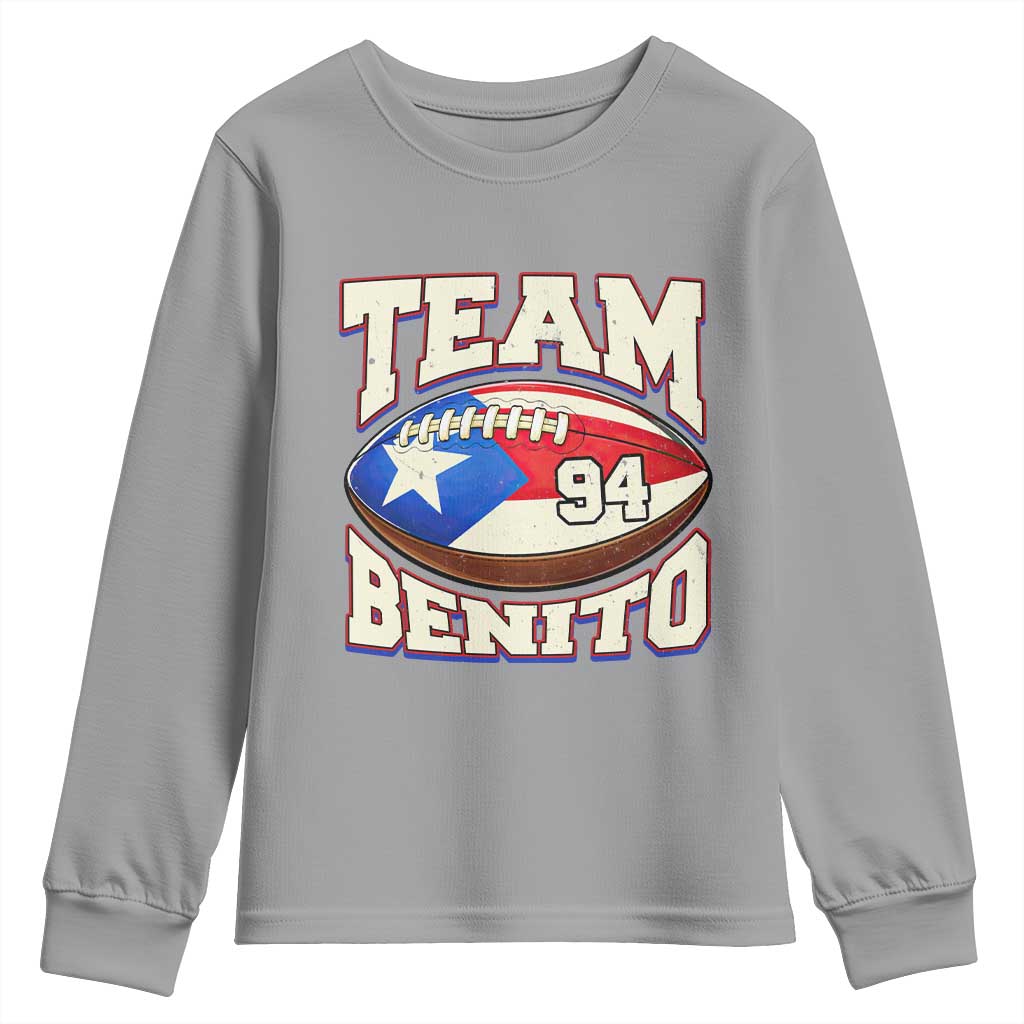 Team Benito Puerto Rico Football Pride Youth Sweatshirt Number 94 Vintage Game Day Music Artist Fan