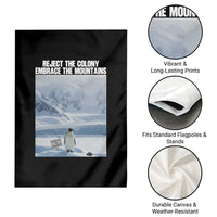 Funny Nihilist Penguin Existential Meme Garden Flag Reject the Colony Embrace the Mountains