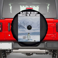 Funny Nihilist Penguin Existential Meme Spare Tire Cover Reject the Colony Embrace the Mountains
