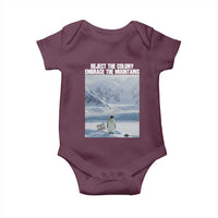 Funny Nihilist Penguin Existential Meme Baby Onesie Reject the Colony Embrace the Mountains