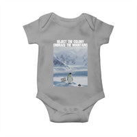 Funny Nihilist Penguin Existential Meme Baby Onesie Reject the Colony Embrace the Mountains