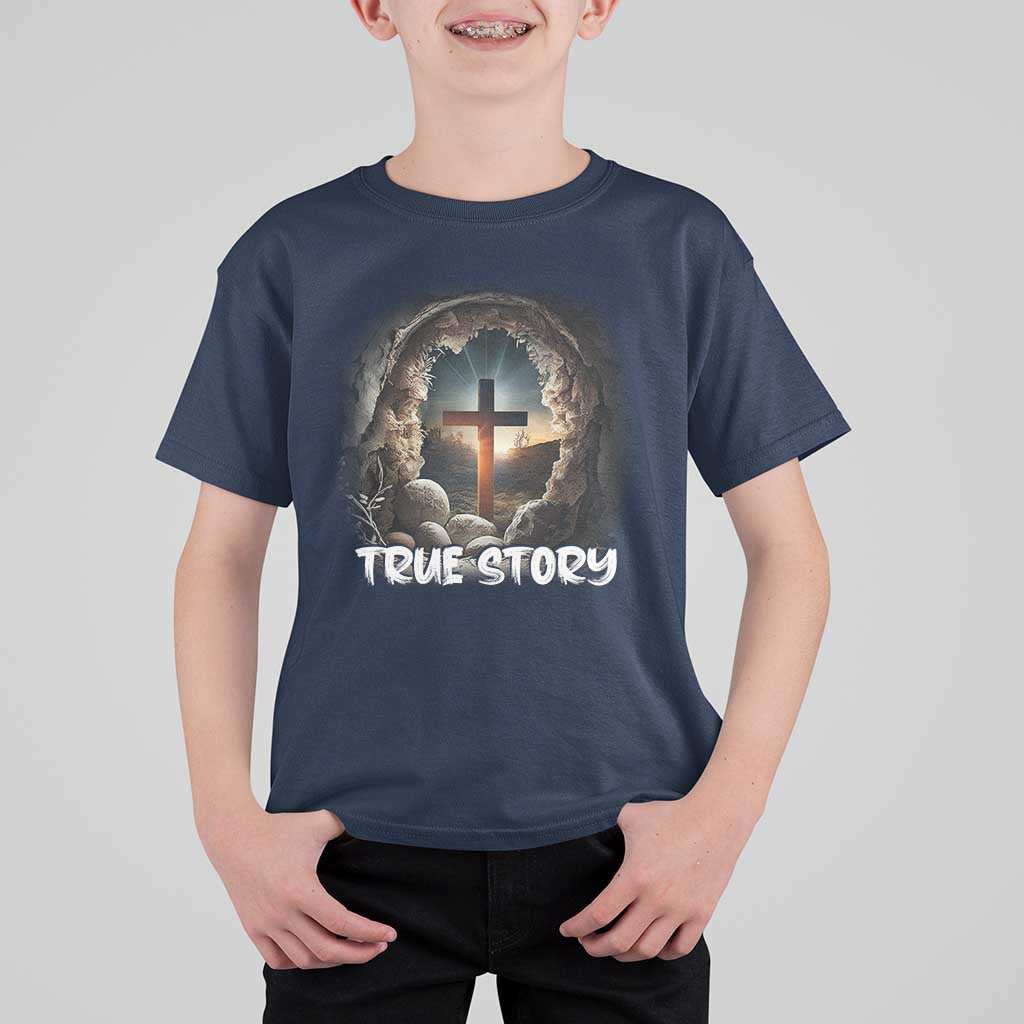 Jesus True Story T Shirt For Kid Resurrection He Is Risen Religious Easter