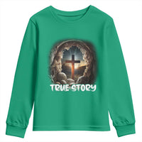 Jesus True Story Youth Sweatshirt Resurrection He Is Risen Religious Easter
