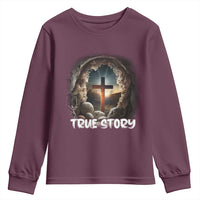 Jesus True Story Youth Sweatshirt Resurrection He Is Risen Religious Easter