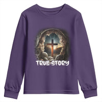 Jesus True Story Youth Sweatshirt Resurrection He Is Risen Religious Easter