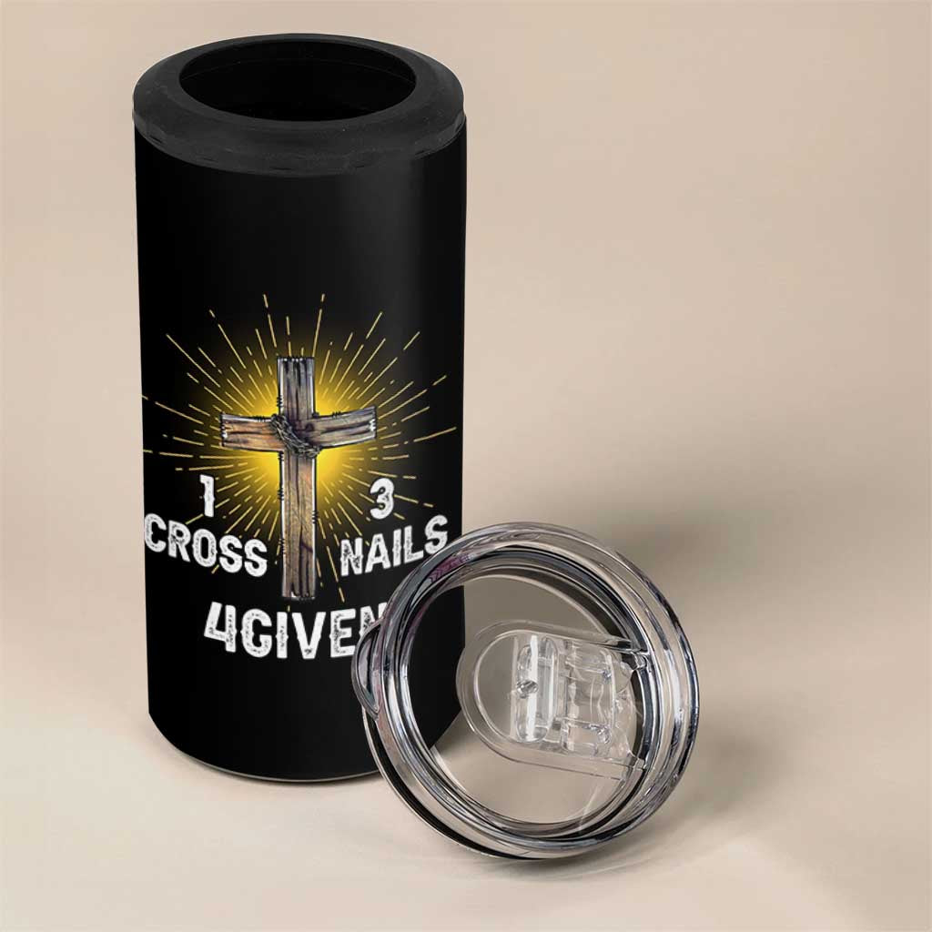 Religious Easter 4 in 1 Can Cooler Tumbler 1 Cross 3 Nails Forgiven Christian Cross Jesus