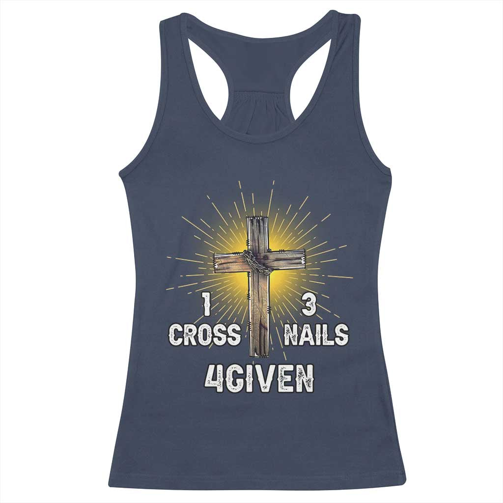 Religious Easter Racerback Tank Top 1 Cross 3 Nails Forgiven Christian Cross Jesus