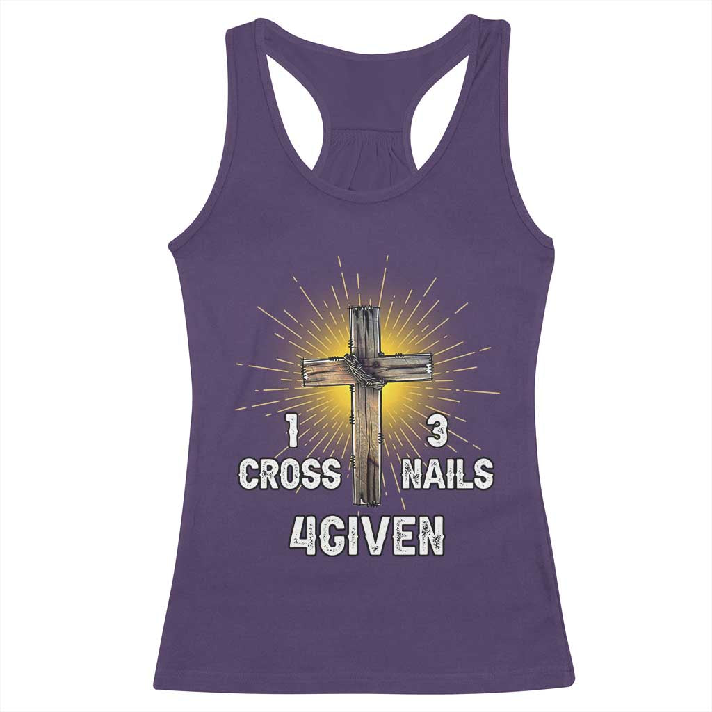 Religious Easter Racerback Tank Top 1 Cross 3 Nails Forgiven Christian Cross Jesus