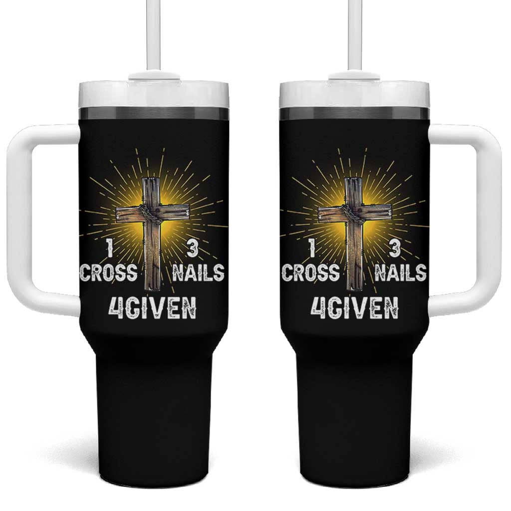 Religious Easter Tumbler With Handle 1 Cross 3 Nails Forgiven Christian Cross Jesus
