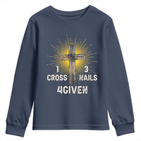 Religious Easter Youth Sweatshirt 1 Cross 3 Nails Forgiven Christian Cross Jesus