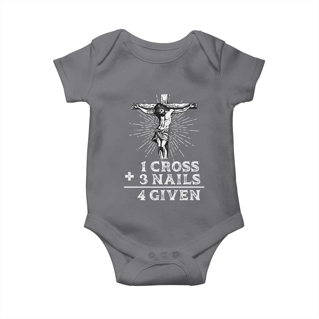 Religious Easter Baby Onesie 1 Cross 3 Nails Forgiven Jesus Christian Faith
