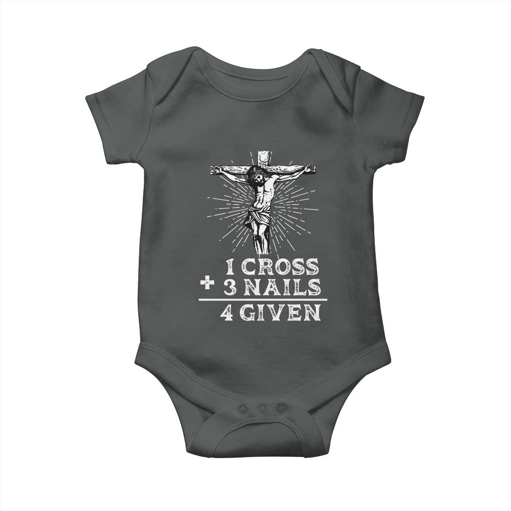 Religious Easter Baby Onesie 1 Cross 3 Nails Forgiven Jesus Christian Faith