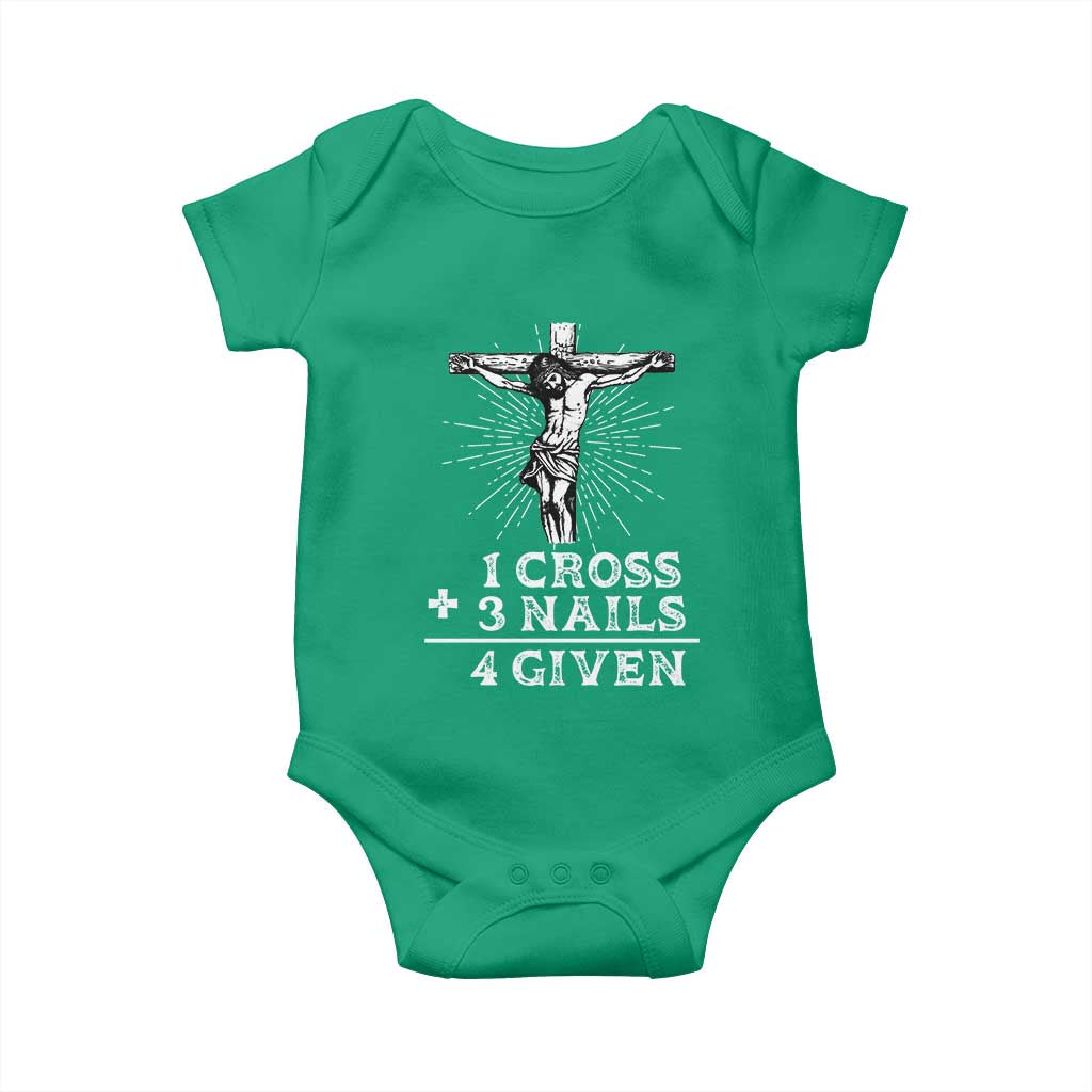 Religious Easter Baby Onesie 1 Cross 3 Nails Forgiven Jesus Christian Faith