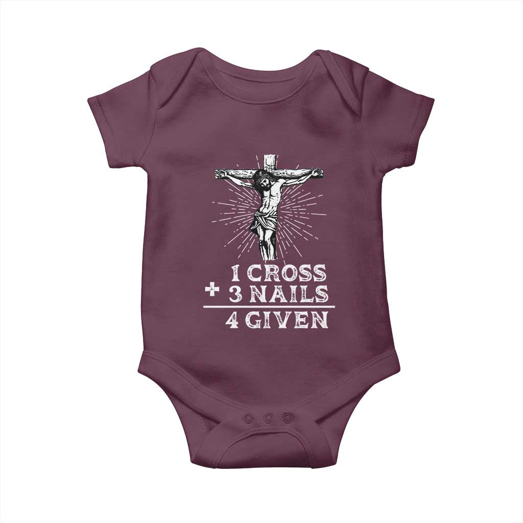 Religious Easter Baby Onesie 1 Cross 3 Nails Forgiven Jesus Christian Faith