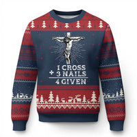 Religious Easter Ugly Christmas Sweater 1 Cross 3 Nails Forgiven Jesus Christian Faith - Wonder Print Shop