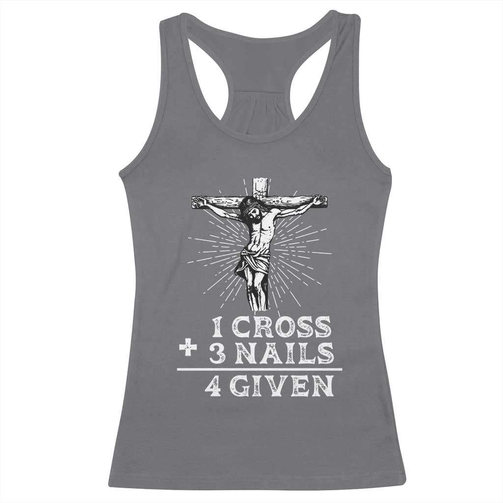 Religious Easter Racerback Tank Top 1 Cross 3 Nails Forgiven Jesus Christian Faith