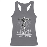 Religious Easter Racerback Tank Top 1 Cross 3 Nails Forgiven Jesus Christian Faith