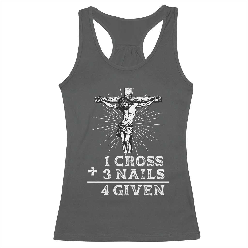 Religious Easter Racerback Tank Top 1 Cross 3 Nails Forgiven Jesus Christian Faith