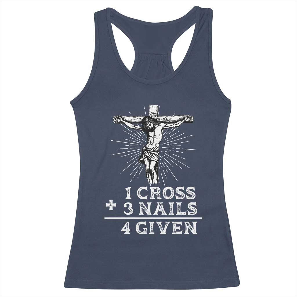 Religious Easter Racerback Tank Top 1 Cross 3 Nails Forgiven Jesus Christian Faith