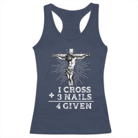 Religious Easter Racerback Tank Top 1 Cross 3 Nails Forgiven Jesus Christian Faith