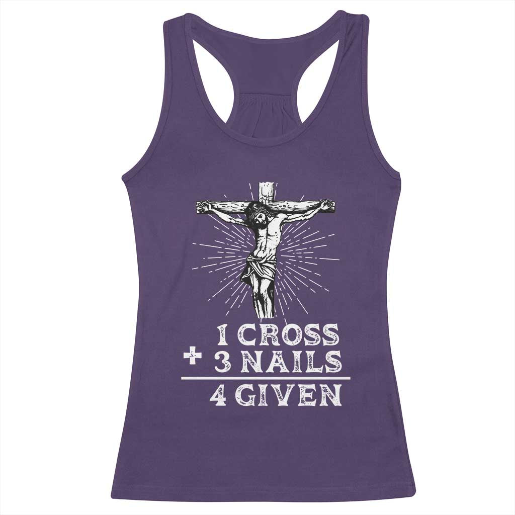 Religious Easter Racerback Tank Top 1 Cross 3 Nails Forgiven Jesus Christian Faith