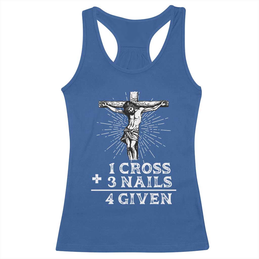 Religious Easter Racerback Tank Top 1 Cross 3 Nails Forgiven Jesus Christian Faith